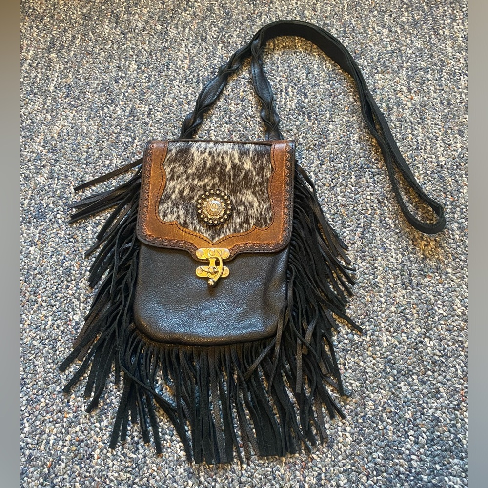 Western Cowhide Leather Crossbody Purse Unbranded